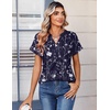 Zeagoo Womens Tops Short Sleeve Summer V Neck Shirts Work Casual Blouses(Floral Navy)
