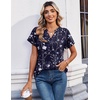 Zeagoo Womens Tops Short Sleeve Summer V Neck Shirts Work Casual Blouses(Floral Navy)