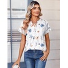 Zeagoo Womens Tops Short Sleeve Summer V Neck Shirts Work Casual Blouses(Floral White)