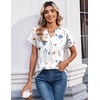 Zeagoo Womens Tops Short Sleeve Summer V Neck Shirts Work Casual Blouses(Floral White)