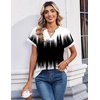 Zeagoo Womens Tops Short Sleeve Summer V Neck Shirts Work Casual Blouses(Gradient 204)
