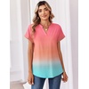 Zeagoo Womens Tops Short Sleeve Summer V Neck Shirts Work Casual Blouses(Gradient 218)