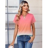 Zeagoo Womens Tops Short Sleeve Summer V Neck Shirts Work Casual Blouses(Gradient 218)