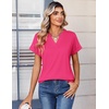 Zeagoo Womens Tops Short Sleeve Summer V Neck Shirts Work Casual Blouses(Hot Pink)