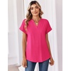 Zeagoo Womens Tops Short Sleeve Summer V Neck Shirts Work Casual Blouses(Hot Pink)