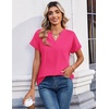 Zeagoo Womens Tops Short Sleeve Summer V Neck Shirts Work Casual Blouses(Hot Pink)