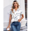 Zeagoo Womens Tops Short Sleeve Summer V Neck Shirts Work Casual Blouses(Leaf White)
