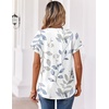 Zeagoo Womens Tops Short Sleeve Summer V Neck Shirts Work Casual Blouses(Leaf White)