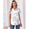 Zeagoo Womens Tops Short Sleeve Summer V Neck Shirts Work Casual Blouses(Leaf White)