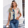 Zeagoo Womens Tops Short Sleeve Summer V Neck Shirts Work Casual Blouses(Multicolor 923)