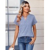 Zeagoo Womens Tops Short Sleeve Summer V Neck Shirts Work Casual Blouses(Striped 273)