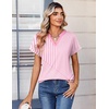Zeagoo Womens Tops Short Sleeve Summer V Neck Shirts Work Casual Blouses(Striped 300)