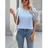 Zeagoo Womens Tops Short Sleeve Sweater Crewneck Basic Fashion Clothing(Blue)
