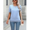 Zeagoo Womens Tops Short Sleeve Sweater Crewneck Basic Fashion Clothing(Blue)