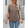 Zeagoo Womens Tops Short Sleeve Sweater Crewneck Basic Fashion Clothing(Brown)