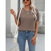 Zeagoo Womens Tops Short Sleeve Sweater Crewneck Basic Fashion Clothing(Brown)