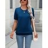 Zeagoo Womens Tops Short Sleeve Sweater Crewneck Basic Fashion Clothing(Dark Blue)