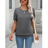 Zeagoo Womens Tops Short Sleeve Sweater Crewneck Basic Fashion Clothing(Dark Gray)