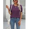 Zeagoo Womens Tops Short Sleeve Sweater Crewneck Basic Fashion Clothing(Dark Purple)