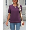 Zeagoo Womens Tops Short Sleeve Sweater Crewneck Basic Fashion Clothing(Dark Purple)