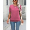 Zeagoo Womens Tops Short Sleeve Sweater Crewneck Basic Fashion Clothing(Deep Pink)