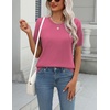 Zeagoo Womens Tops Short Sleeve Sweater Crewneck Basic Fashion Clothing(Deep Pink)