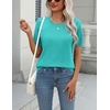 Zeagoo Womens Tops Short Sleeve Sweater Crewneck Basic Fashion Clothing(Diving Blue)