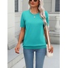 Zeagoo Womens Tops Short Sleeve Sweater Crewneck Basic Fashion Clothing(Diving Blue)