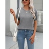 Zeagoo Womens Tops Short Sleeve Sweater Crewneck Basic Fashion Clothing(Gray)