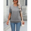 Zeagoo Womens Tops Short Sleeve Sweater Crewneck Basic Fashion Clothing(Gray)