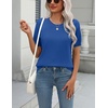 Zeagoo Womens Tops Short Sleeve Sweater Crewneck Basic Fashion Clothing(Heather Blue)