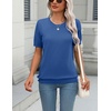Zeagoo Womens Tops Short Sleeve Sweater Crewneck Basic Fashion Clothing(Heather Blue)