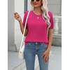 Zeagoo Womens Tops Short Sleeve Sweater Crewneck Basic Fashion Clothing(Hot Pink)