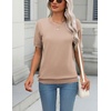 Zeagoo Womens Tops Short Sleeve Sweater Crewneck Basic Fashion Clothing(Khaki)