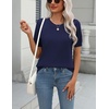 Zeagoo Womens Tops Short Sleeve Sweater Crewneck Basic Fashion Clothing(Navy Blue)