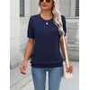 Zeagoo Womens Tops Short Sleeve Sweater Crewneck Basic Fashion Clothing(Navy Blue)