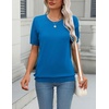 Zeagoo Womens Tops Short Sleeve Sweater Crewneck Basic Fashion Clothing(Sky Blue)