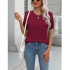 Zeagoo Womens Tops Short Sleeve Sweater Crewneck Basic Fashion Clothing(Wine Red)