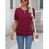 Zeagoo Womens Tops Short Sleeve Sweater Crewneck Basic Fashion Clothing(Wine Red)