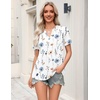 Zeagoo Womens Tops Short Sleeve V Neck Tee Shirts Cute Dressy Casual(A-white Flowers Bf290)