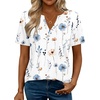 Zeagoo Womens Tops Short Sleeve V Neck Tee Shirts Cute Dressy Casual(A-white Flowers Bf290)
