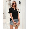 Zeagoo Womens Tops Short Sleeve V Neck Tee Shirts Cute Dressy Casual(B-black)