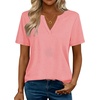 Zeagoo Womens Tops Short Sleeve V Neck Tee Shirts Cute Dressy Casual(B-coral)