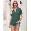 Zeagoo Womens Tops Short Sleeve V Neck Tee Shirts Cute Dressy Casual(B-green)