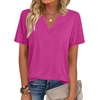 Zeagoo Womens Tops Short Sleeve V Neck Tee Shirts Cute Dressy Casual(B-hot Pink)