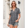 Zeagoo Womens Tops Short Sleeve V Neck Tee Shirts Cute Dressy Casual(Black White Stripes Tz530)