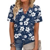 Zeagoo Womens Tops Short Sleeve V Neck Tee Shirts Cute Dressy Casual(Blue Floral Sf157)
