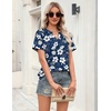 Zeagoo Womens Tops Short Sleeve V Neck Tee Shirts Cute Dressy Casual(Blue Floral Sf157)