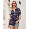Zeagoo Womens Tops Short Sleeve V Neck Tee Shirts Cute Dressy Casual(Blue Flower Wf184)