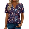 Zeagoo Womens Tops Short Sleeve V Neck Tee Shirts Cute Dressy Casual(Blue Flower Wf184)